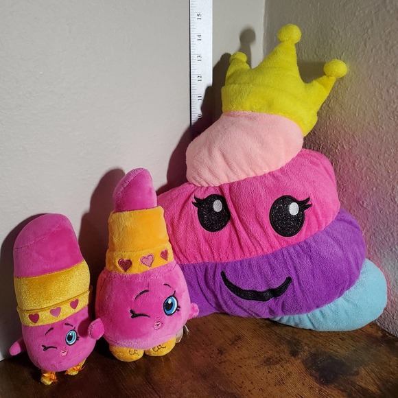 Lot of 2 SHOPKINS Lippy Lips & 1 Justice Rainbow Emoji Plush - Picture 2 of 12